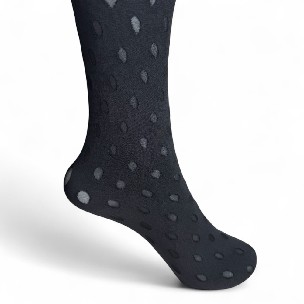 HUE Sheer Dot Opaque Nylon Knee High Socks Black Womens One Size Fits Most